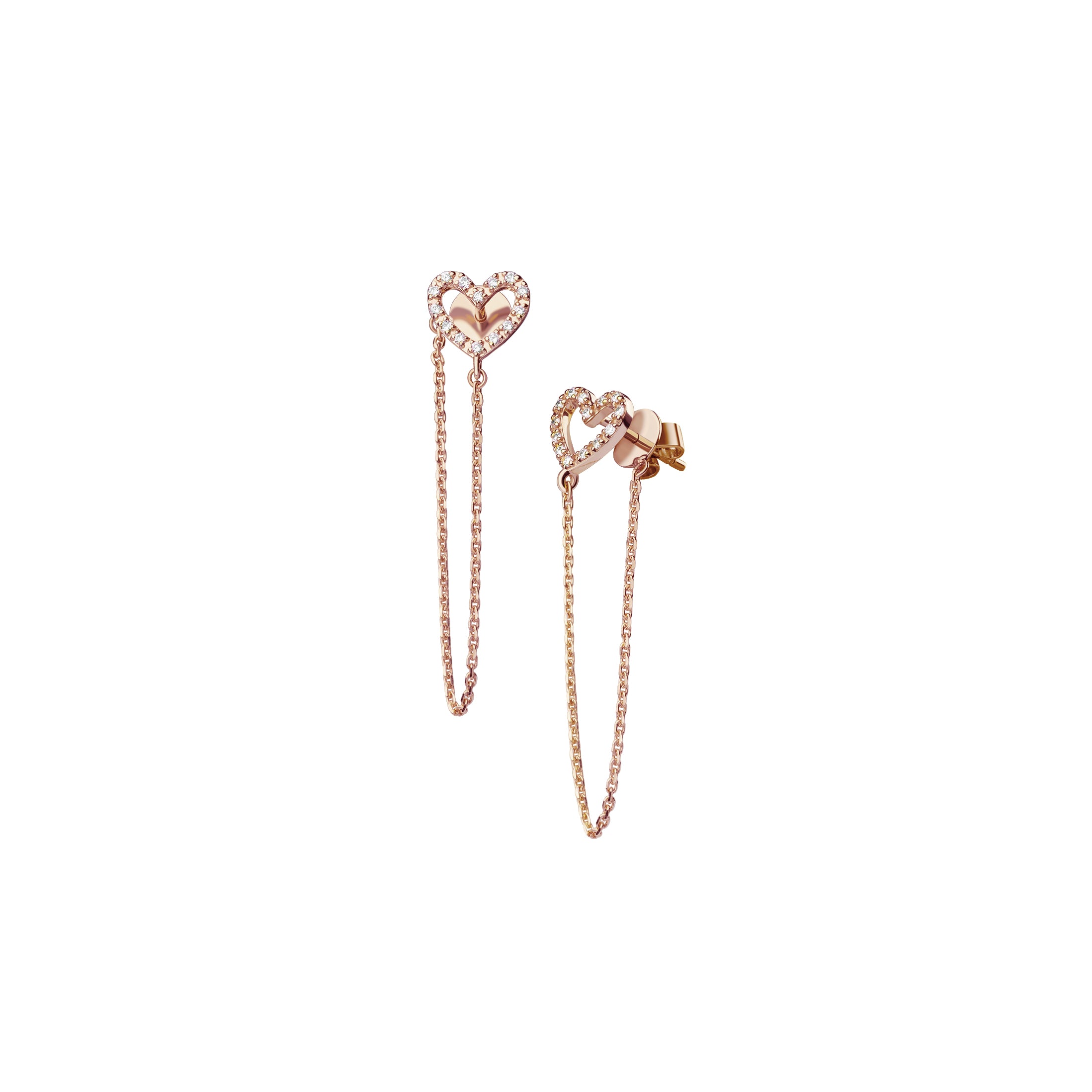 Coração Chain Diamond Studs