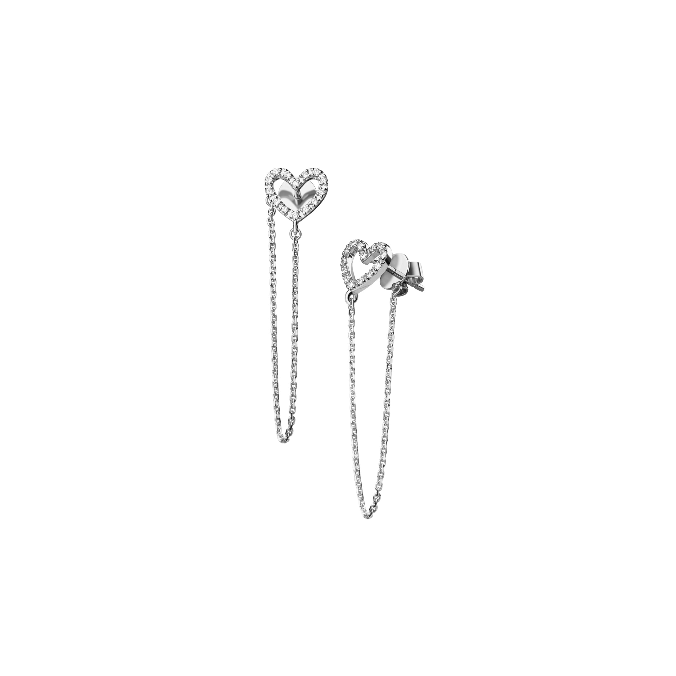 Coração Chain Diamond Studs